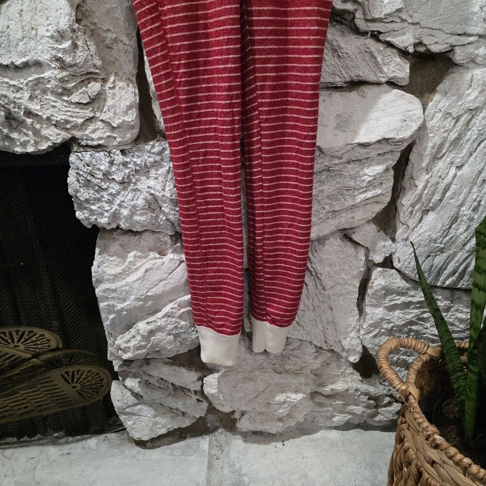 Abercrombie & Fitch Womens Red White Striped One Piece Long Johns Pajama XS - Picture 3 of 5